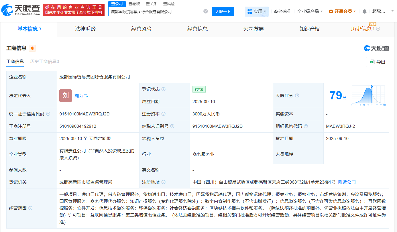 成都国际贸易集团新动作 3000万注册资本成立综合服务新公司，深耕市场主体登记注册代理